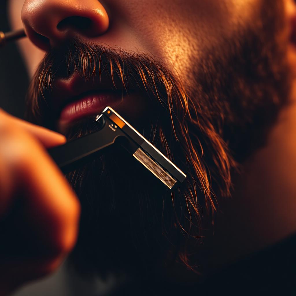 Acabamento de barba feito com navalha